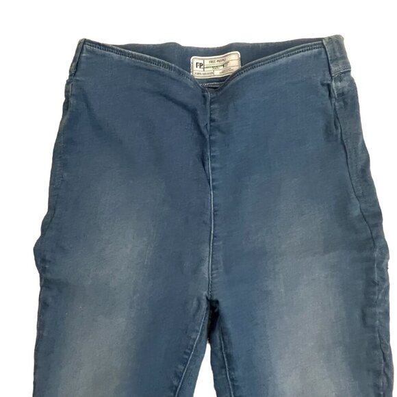 Free People Light Wash Raw Hem High Rise Pull On Skinny Ankle Pants‎ Size 27 - Picture 5 of 9
